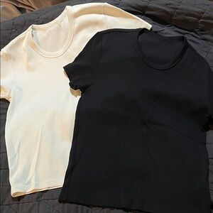 Emporio Armani Black and Cream Short Sleeve Tees